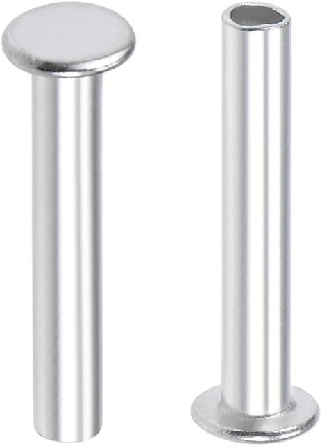 sourcing map 100 Pcs 3mm x 18mm Aluminum Flat Head Semi-Tubular Rivets Silver Tone, M3 x 18mm