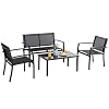 Vongrasig 4 Pieces Patio Furniture Sets, Small Modern Metal Textilene Outdoor Furniture Conversation Sets, Lawn Garden…