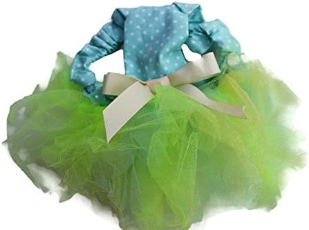 Pampered Poultry Tulle Tutu, Bantam Size - For the Fashionable Chicken (Small, Lime/Blue Polka Dot)
