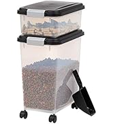 IRIS USA 3-Piece Airtight Food Storage Container Combo with Scoop for pet, dog, cat and bird food