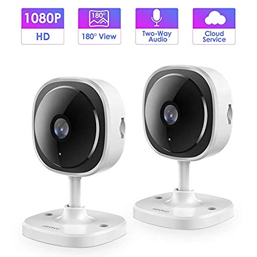 IP Camera,Wandwoo 1080P Wireless Camera with Night Vision,Two-Way Audio,180° Fisheye Panoramic Security Camera Support Motion Dection,Cloud Service,for Home/Baby/Elderly/Pet Monitor,2 Pack,(White)