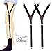 Men Y-Style Shirt Stays Stirrup Adjustable Elastic Garters Strap Non-slip Clamps (Black)
