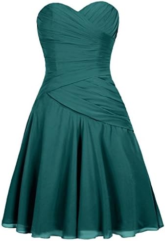 ELLAGOWNS Vintage Short Evening Dresses Chiffon Bridesmaid Dress Peacock US 14