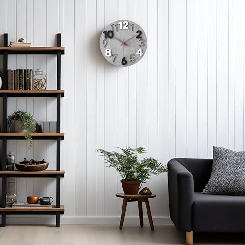 Stellarize Wall Clock Without Ticking Noises Modern Wooden 3D Kitchen Clock for Living Room Children's Room Office (30 cm)