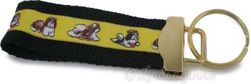 Shih Tzu Dog Breed Keychain Wristlet FOB - Yellow