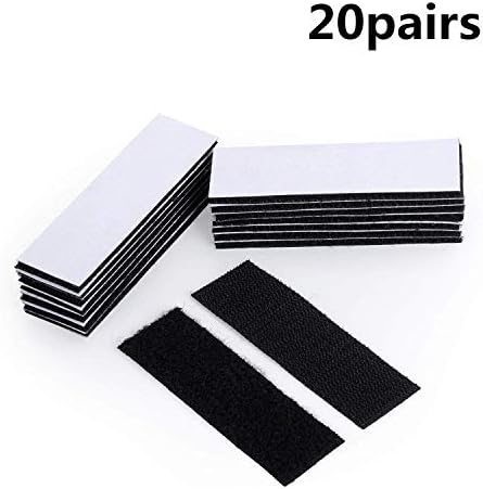 Strong Tape Hook Loop, Interlocking Tape, 20pcs Self Adhesive Removable Wall Fastener Double Sided Adhesive Sticky Mounting Tape for Home Office Black