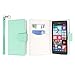 MPERO Nokia Lumia 730/735 Wallet Case, [Flex Flip] Cover with Card Slots and Wrist Strap (Mint Green)