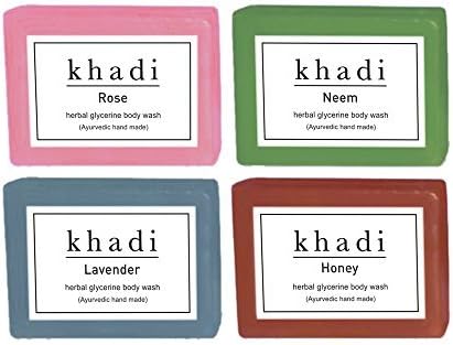 Khadi Herbal Body Wash, 500g (Pack of 4) - Rose, Neem, Lavender, Honey