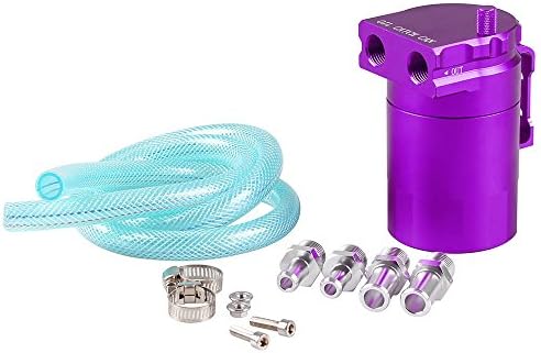 Ruien Universal 400ml Oil Catch Can Tank 0046 Aluminum Polish Baffled Reservoir Purple