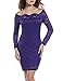 ACEVOG Vintage Dress for Women Long Sleeve Off Shoulder Lace Dress Bodycon Dresses (Large, Purple)