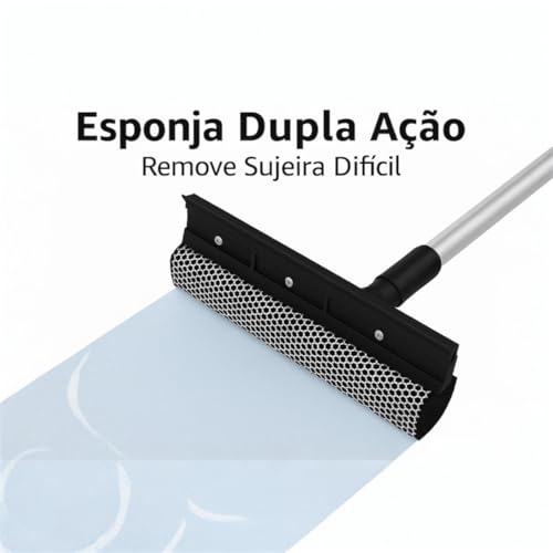 Rodo Janela Box Sacadas Profissional Limpador Vidros Com Cabo Extensível Preto Exclusivo