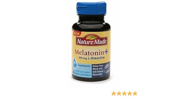 Amazon.com: Nature Made Melatonin + L-Theanine 200mg, Softgels 60 Caplets (Pack of 3): Health & Personal Care