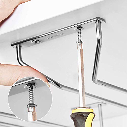 FOMANSH Wine Glass Rack - Under Cabinet Stemware Rack Glasses Storage Holder Metal Organizer for Bar Kitchen (4 Rows) - Thumbnail 2