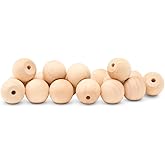 Wood Knobs, 1 Inch Round Natural Wood Drawer Pulls, Pack of 25 Unfinished Wooden Drawer Knobs, Ball Shaped Wood Cabinet Knobs, Nursery Dresser Knobs, Wood Door Knobs and Crafts