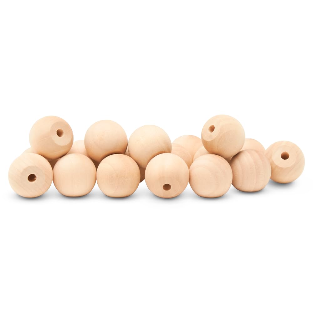 Wood Knobs, 1 Inch Round Natural Wood Drawer Pulls, Pack of 100 Unfinished Wooden Drawer Knobs, Ball Shaped Wood Cabinet Knobs, Nursery Dresser Knobs, Wood Door Knobs and Crafts