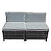 PATIOROMA Armless Chair Outdoor Furniture Sectional Sofa Set All-Weather Grey PE Wicker with Cushions | Patio, Backyard, Pool|Steel Frame