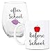 Funny Mugs, LOL Before School, After School Coffee Mug and Stemless Wine Glass Set - Gift for Teachers and Professors - 11 oz Coffee mug - 15 oz wine glass