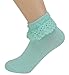 Women High Ankle Lace Socks, Bridal Ruffle Frilly School Girl Princess Dress Sock with Lace Trim For Lolita/Jk W-811 (A1-5 Pairs - 1 Black, 2 Pink, 2 White, with Eyelet Lace)