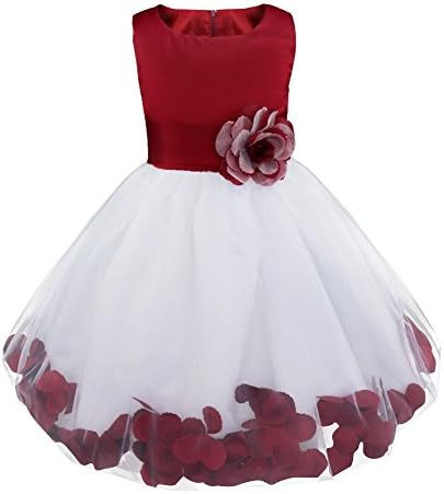 Girls Petals Tulle Princess Wedding Pageant Party Flower Girl