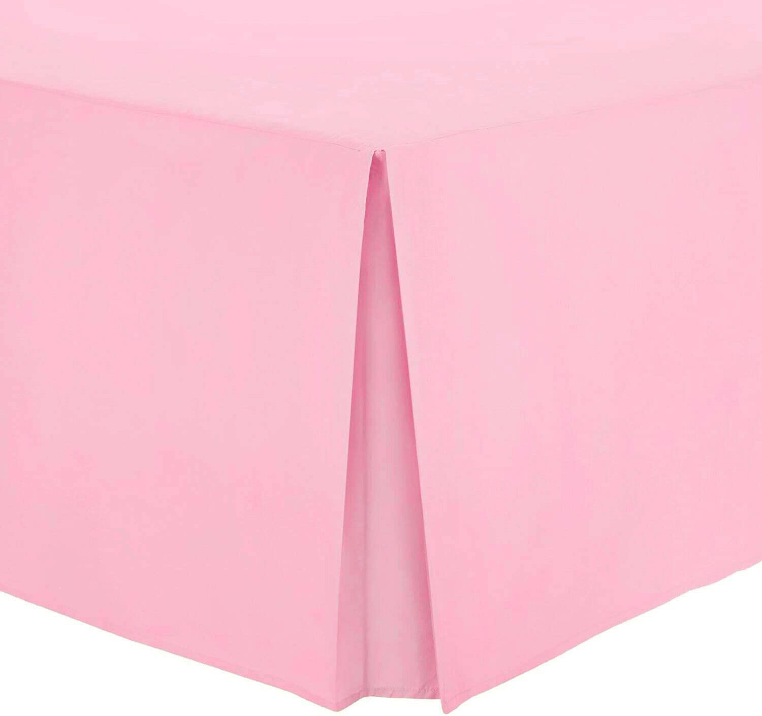 British Home Bedding - Pleated Platform Base Valance Sheet - Plain Polycotton fits under Mattress Base Valance Sheet - Ultra Soft and Light Weight (Double, Pink) — image 1