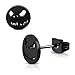10 MM Black Stainless Steel Jack Skellington Cut-Out Round Circle Button Stud Post Earrings