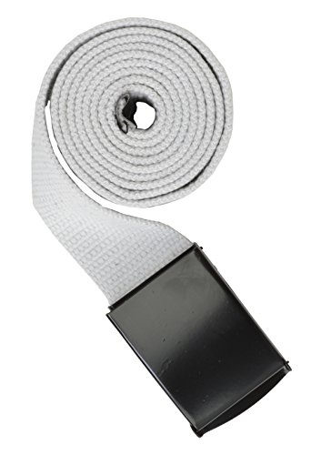 Marshal Wallet Flip-Top Buckle Fabric Belts with Brass Black Buckle (White)