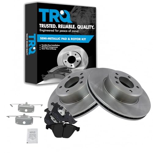 TRQ Front Brake Pad and Rotor Set Semi Metallic Vented Rotors Compatible with 2…