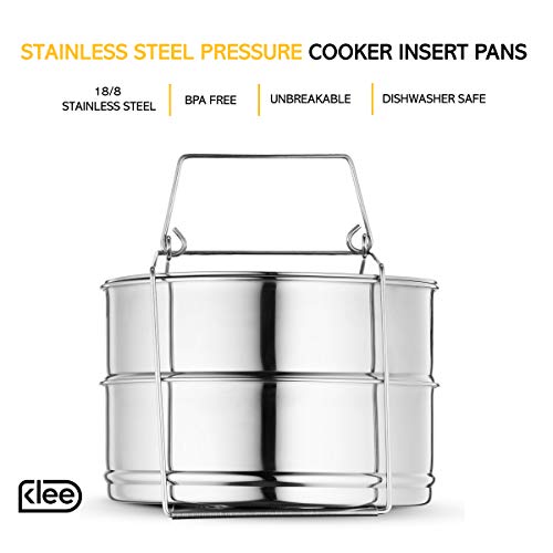 Klee Utensils 3-Piece Stackable Stainless Steel Pressure Cooker Insert Pans with Lid