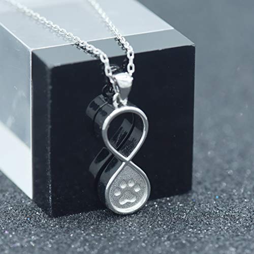 BEILIN Pet Paw Print Cremation Jewelry S925 Sterling Silver Keepsake Memorial Urn Necklace for Ashes w/Funnel Filler Kit (Infinity) - Thumbnail 2
