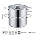Tri-Ply Stainless Steel Sauce Pan with Steamer Basket & Strainer Glass Lid–Multi-Function Pot 3.5 QT- Modern Sleek Design–Safe,Chemical-Free& Stylish Cookware–Upgrade Your Kitchen with Healthy Cooking
