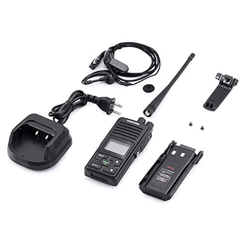 SAMCOM FPCN10A Two Way Radio, 20 Channel GMRS Walkie Talkie UHF 400-470MHz 2 Watt Wireless Intercom with Group Function, Earpiece & Belt Clip Included - Black (Pack of 6)
