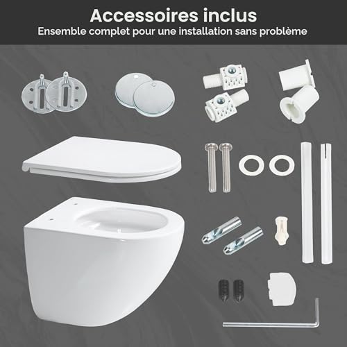 Casta Diva Suspended WC without Rinsing Edge, 360° Superspin Wall Toilet, UF Bowl, Completely Closed, Silent Soft-Close Seat, Dimensions 48.5 cm, Ideal for Bathroom and Guest Toilet