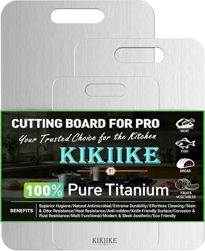 Titanium Cutting Board 3-Piece Set Pure Titanium Cutting Boards for Kitchen - Double-Sided Food-Grade Chopping Board Non-Stick Durable and Easy to Clean (M/L/XL 3-Piece Set)