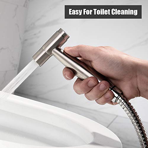 Baby Cloth Diaper Sprayer - Handheld Stainless Steel Bidet Toilet Shattaf Sprayer with Brushed Nickel - Complete Sprayer and Hose Set - Sprayer Used for Personal Hygiene - Thumbnail 3