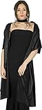 Black Butterfly Satin Shawl Wrap (Black)