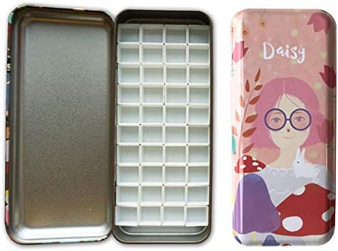 HOME AID Artist 40 Pcs Half Pans with Magnetic Bottoms for Watercolor Palette Gouache Painting Travel Tin Box Color Refills