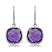 Gem Stone King 12.00 Cttw Purple Amethyst Dangle Earrings For Women | 925 Sterling Silver | Gemstone Birthstone | Cushion Checkerboard Cut 12MM