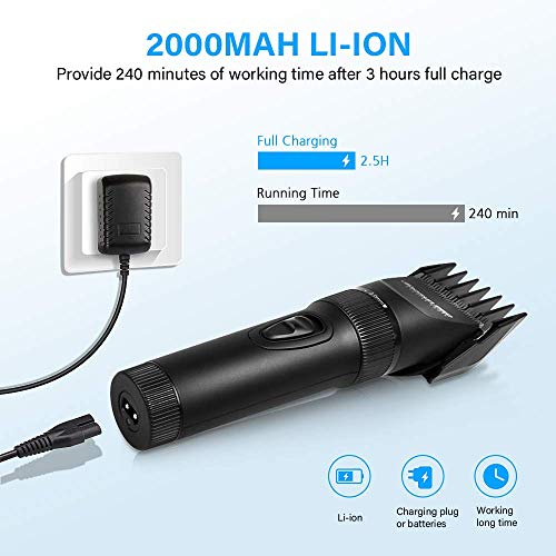 Haarschneider, Newday Haarschneider Herren Profi Haarschneidemaschine Elektrischer Bartschneider Haartrimmer Präzisionstrimmer Männer Wiederaufladbare USB, 2 Batterien Wiederaufladbar, 4 Kämm, Schwarz