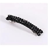 Black Rhinestone Hair Clips for Women - Handmade Metal Barrettes with Crystal Accents | Elegant Non-Slip Hair Holders for Bridal Party and Daily Styling