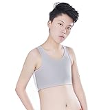 Vinaka Super Flat Les Lesbian Tomboy Short Vest Chest Binder Tops (Large, Grey)