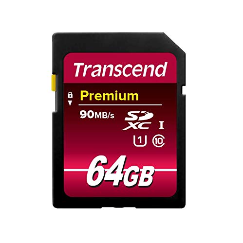 Transcend 64 GB SDXC-Speicherkarte, Klasse 10, UHS-I, Übertragungsrate 90 MB/s (max.)