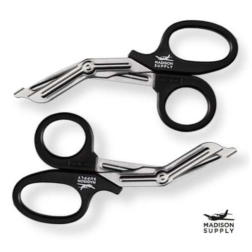 Madison-Supply-Premium-Quality-Stainless-Steel-EMT-Shears-Medical-Trauma-Scissors-2-Pack