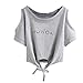 Froomer Women Summer Casual Off Shoulder Short T-Shirt Tops (US 4/Tag S, #Grey)