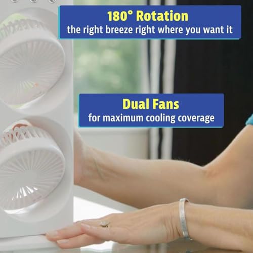 Holdonelight Portable Air Cooler Fan, 3 Speeds, Double-Headed Spray, Humidifying Outlets, White