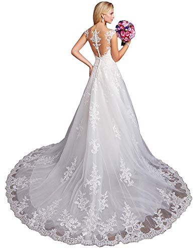 1 Womens+Sleeveless+V+Neck+Tulle+Wedding