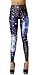 SlickBlue Galaxy Space Printed Footless Tights Leggings - Blue, 2XL - 3XL- 4XL