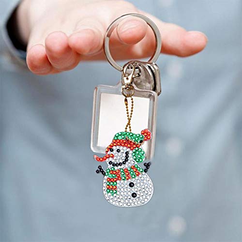Christmas 5D DIY Key Chains Diamond Painting Santa Reindeer Xmas Tree Snowman Full Drill Rhinestone Mosaic Making Decorative Kits Pendant for Art Craft Key Ring Phone Charm Bag Decor (Christmas B)