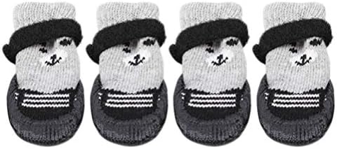 JIFNCR 4PCS/Set Pet Boots Cute Waterproof Pubby Socks Shoes Gift Dog Cat Non-slip Rain Shoes Outdppr Pet Accessories,Black,M