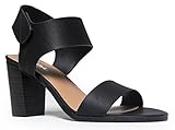 Peep Toe Sandal - Low Stacked Heel - Open Toe Ankle Heel Cutout Velcro Enclosure by J. Adams