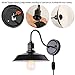 Kingmi Wall Lamp Dimmable Wall Sconce Black Industrial Vintage Lighting Gooseneck Wall Light Fixture with Plug in Cord and On Off Toggle Switch for Bedroom Nightstand, Set of 2